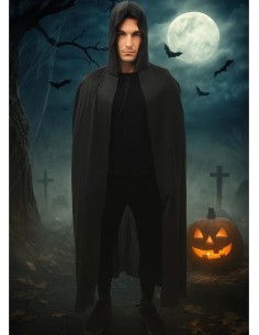 Black Hooded Cape 130 cm 2