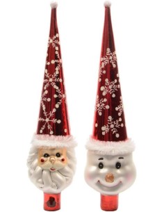 Puntale Albero Di Natale In Vetro Babbo Natale O Pupazzo Di Neve 30cm