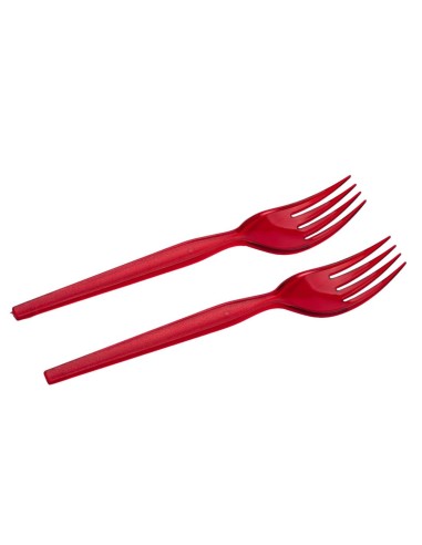 Set of 20 Transparent Red Forks 16cm