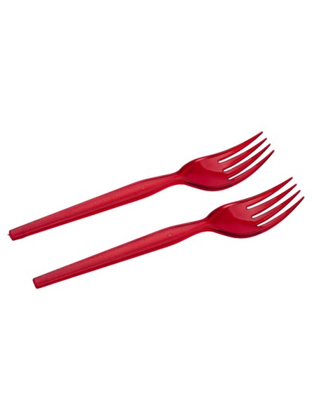 Set of 20 Transparent Red Forks 16cm