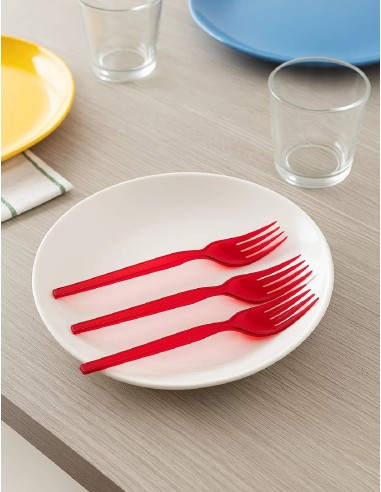 Set of 20 Transparent Red Forks 16cm