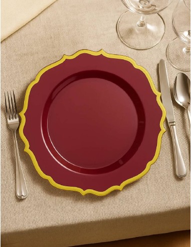 Set of 10 Burgundy Plastic Plates...