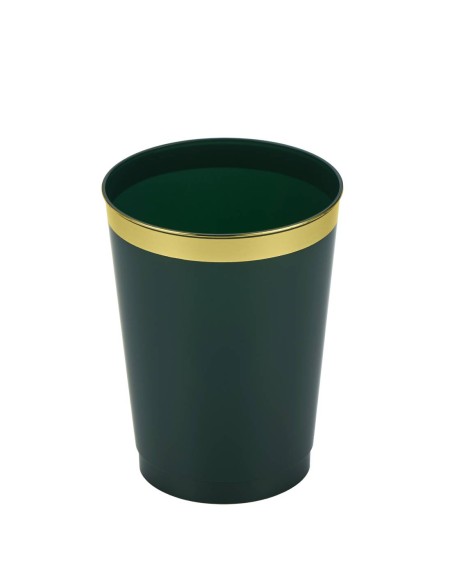 Set 20pz Bicchieri In Plastica Verdi Bordo Dorato