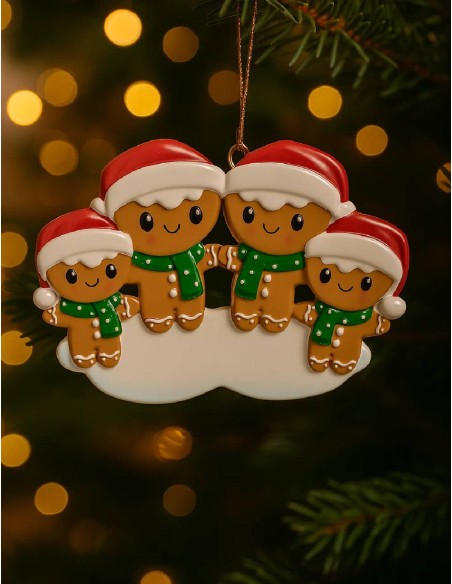 Christmas Tree Ornament 4 Family Gingerbread