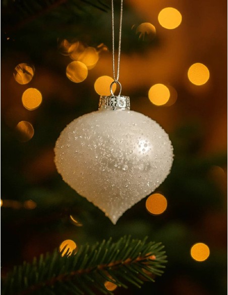 Pallina Albero Di Natale Bianco Perla 8cm