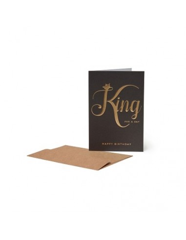 Black And Gold Birthday Greeting Card With Envelope "King For A Day" 12x17cm Legami