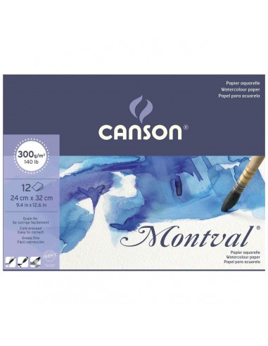 Album Block Watercolour Canson Montval Cold Pressed 24x32cmcm 300g/mq 12 Sheets