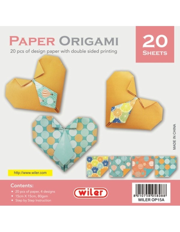 Origami Paper 20 Sheets Wiler 4 Patterns 15x15cm OP15A