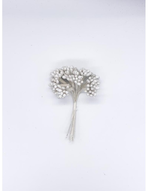Christmas Tree Decoration Artificial Branch White With Pine Cones And Berries 14CM