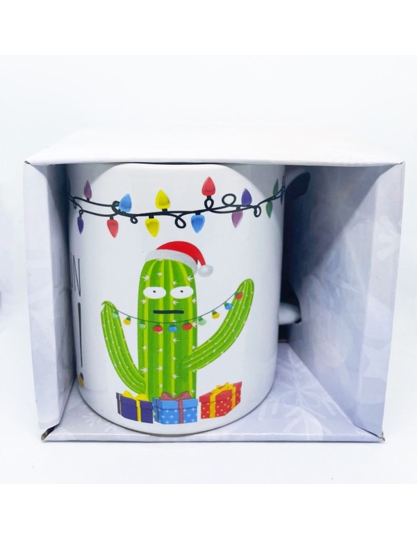 Ceramic Christmas Mug Merry Christmas And Cactus