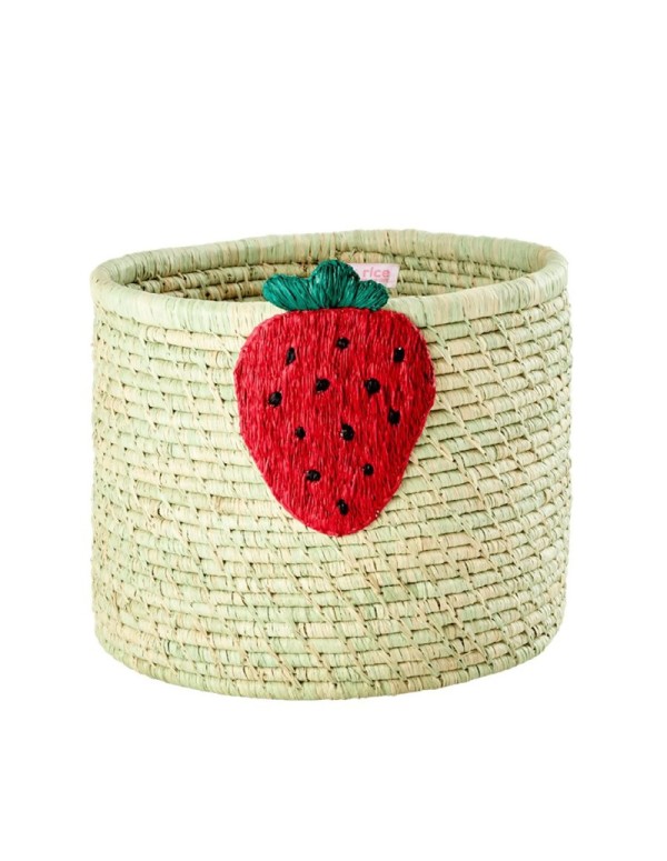 Raffia Vase Cover Basket With Strawberry 35x25cm