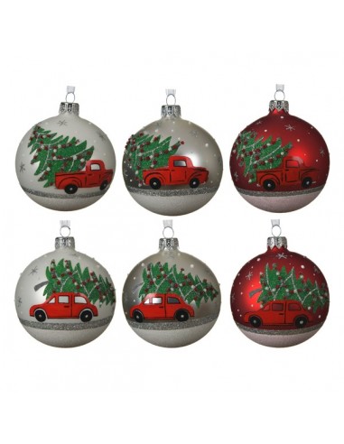Christmas Tree Glass Bauble Tree And Car diam 8cm