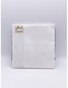 Paper Napkins With White Relief With Floral Damask Pattern 25x25cm 20 Pcs