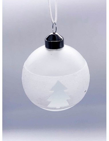 Christmas Tree Matt Glass Transparent  With Trees diam 8cm