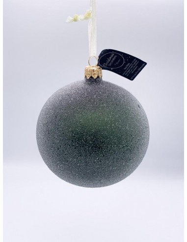 Christmas Tree Glass Bauble Green With Glitters diam 10cm