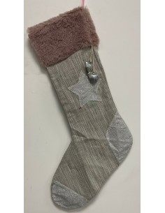 Epiphany Hag Stocking Gray And Pink With Stars 30cm