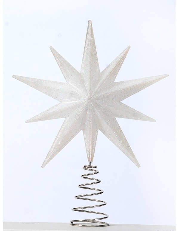 Christmas Tree Topper With White Glitter Star 32cm