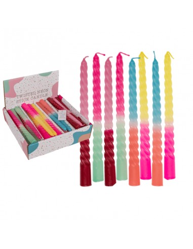 Twisted Colored Wax Candle 2x20cm Assorted
