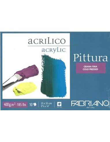 Album Blocco Pittura Fabriano Acrilico Grana Fina 40x40cm 400g/mq 10 Fogli