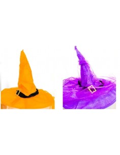 Cappello Da Strega Colori Assortiti Con Cintura Costume Halloween 45cm