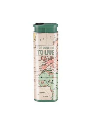 Windproof Lighter With Map "To Travel Is To Live" Legami