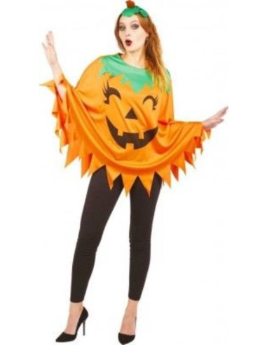 Women's Halloween Pumpkin Poncho Costume