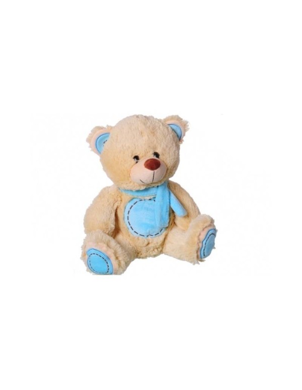 Teddy Bear Beige Light Blue Details - Dim. 25cm