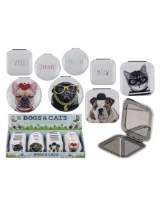 Dogs And Cats Pocket Mirror 1Pcs Assorted Colors