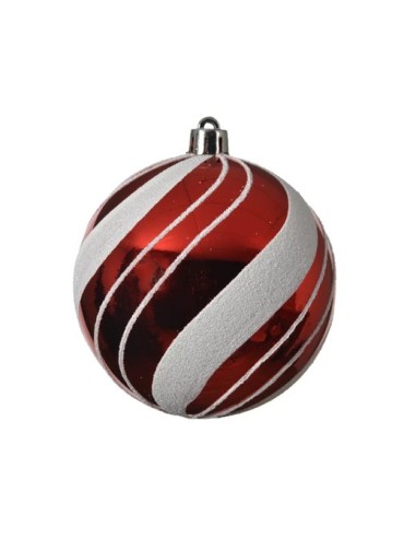 Christmas ball in white and red glass diam 8cm