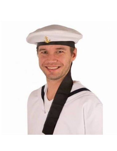 White Sailor Cap with Anchor - Carnival Accessories