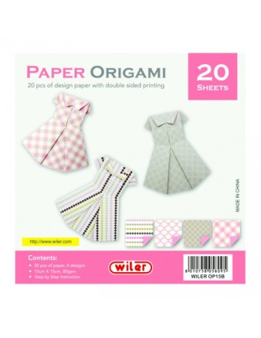 Origami Paper 20 Sheets Wiler 4 Patterns 15x15cm OP15B