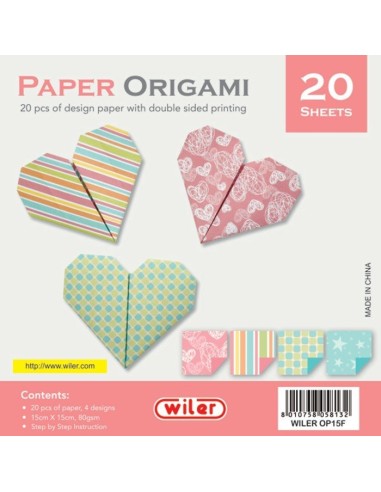 Origami Paper 20 Sheets Wiler 4 Patterns 15x15cm OP15F