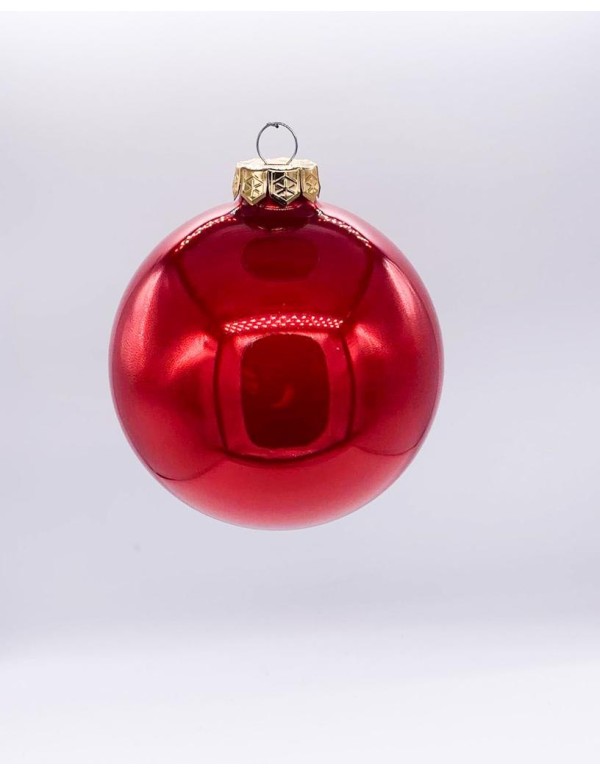 Christmas Tree Shiny Christmas Red Glass Bauble diam 10cm 4Pcs