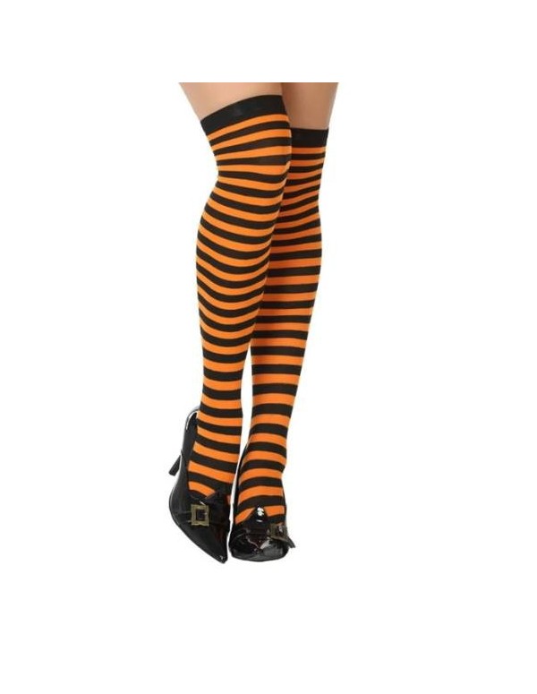 Women's Stockings Halloween Black and Orange Stripes