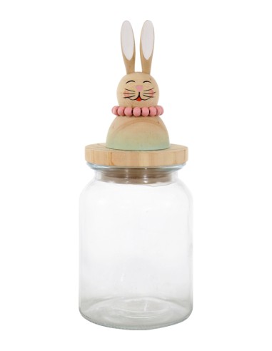 Easter Glass Jar With Bunny With Necklace 28cm
