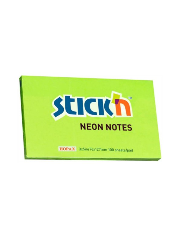 Sticky Memo Notes 76x127mm 100 Neon Green Sheets