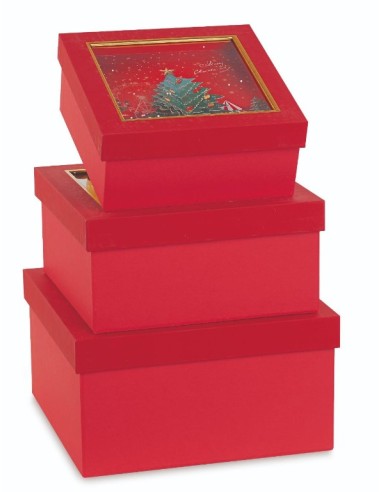 Set 3 Red Christmas Boxes