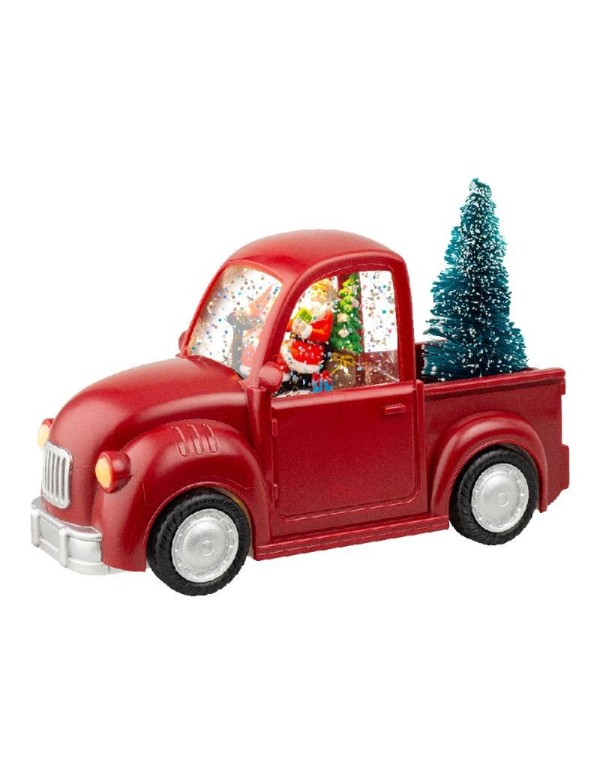 Christmas Decoration Santa Claus In Car Carrying Tree