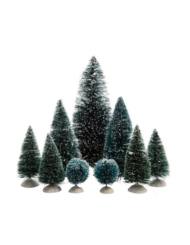 Mini Decorative Green Christmas Trees Polyresin 9pcs.