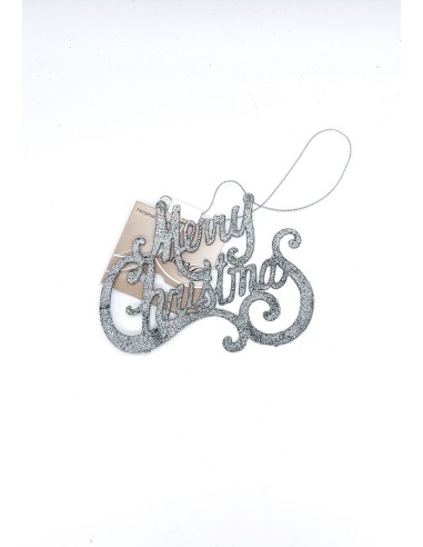 Christmas Decoration Wooden Merry Christmas Silver Sign 13cm
