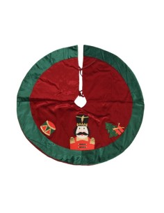 Christmas Tree Base Cover Red and Green With Nutcracker 90cm