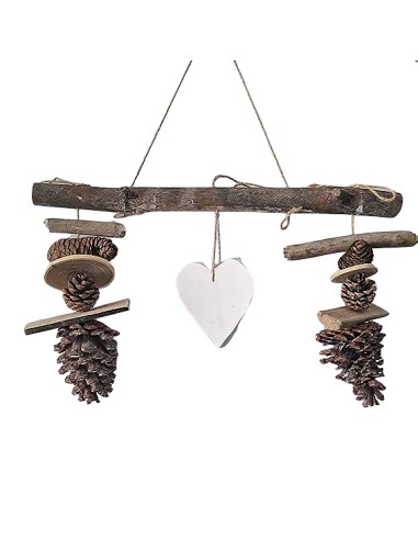 Artificial Branch With Pine Cones And Heart