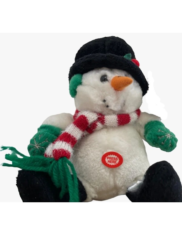 Plush Christmas Snowman With Hat Scarf Sound