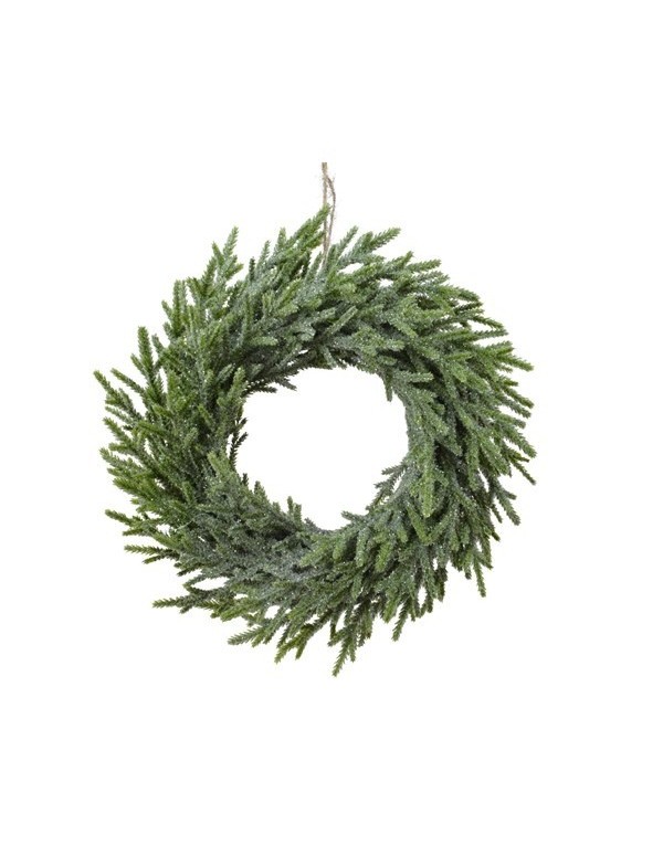 Wreath Garland Green Crown Glitter iced effect 42 cm