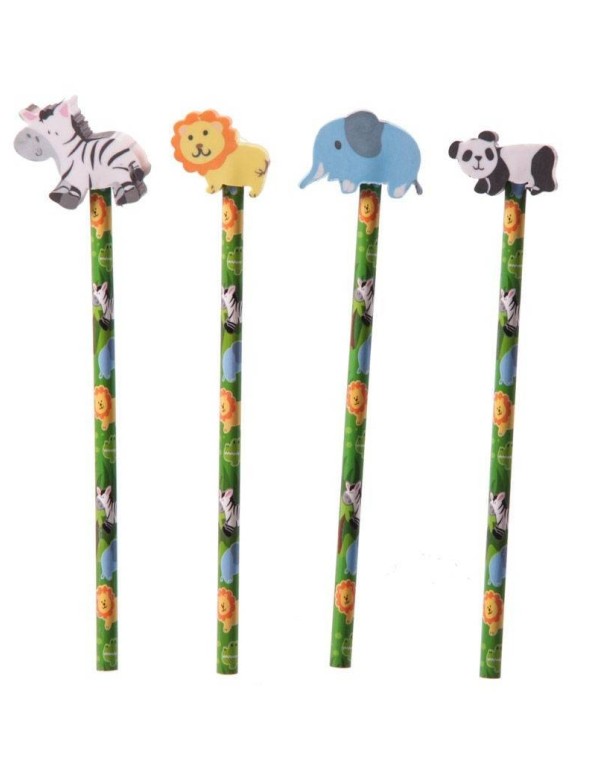 Pencil With Eraser Jungle Animals Assorted Product