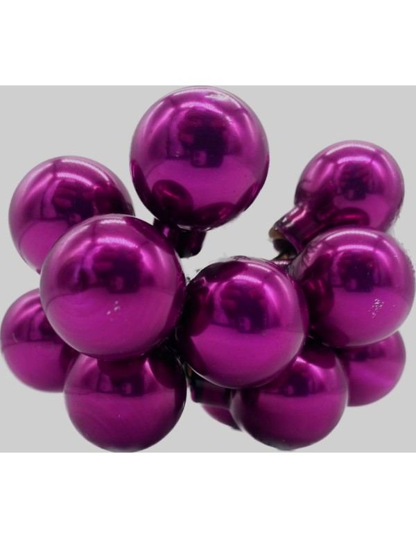 Christmas Tree Baubles In Shiny Fuxia diam 2cm Cluster Of 10pcs