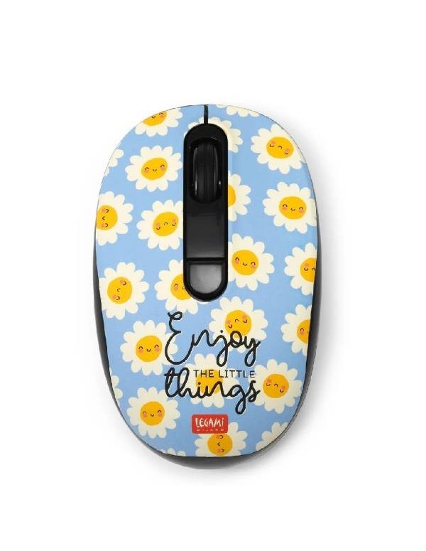 Wirless Mouse With Daisies And Phrase "Enjoy the Little Things" Legami