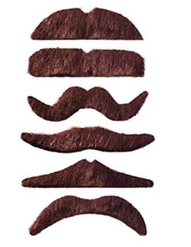 Set of Six Brown Mustache