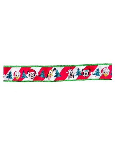 Disney Christmas Ribbon Mickey Mouse, Pluto And Donald Duck Green Border 10 Meters