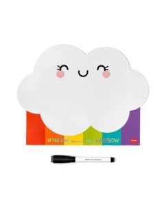 Magnetic Whiteboard With Marker In The Shape Of A Cloud With Rainbow And The Phrase "After Rain Comes The Rainbow" Legami